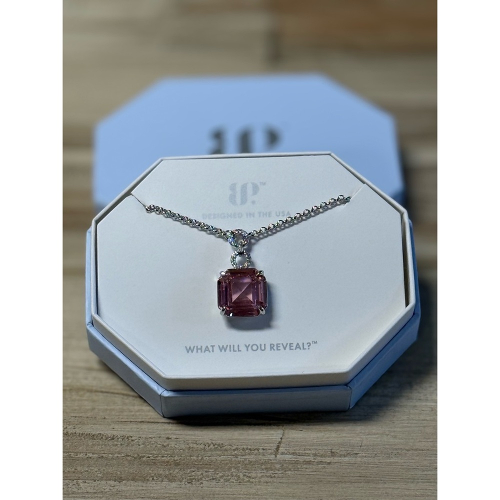 NWT Bomb Party Jewelry Rose Quartz Cubic Zirconia Pendant Necklace